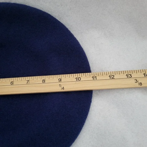 Tonak Navy Blue Beret Hat Flora Super %100 Wool Size 11" Unisex Womens Vintage - Picture 3 of 6